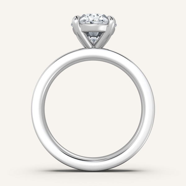 Flat Band Engagement Ring | 14k White Gold