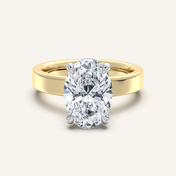 Flat Band Engagement Ring | 14k Two Tone