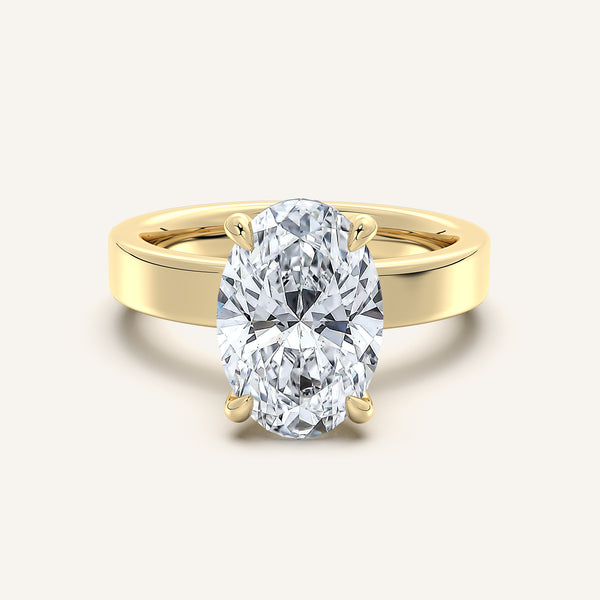 Flat Band Engagement Ring | 18k Yellow Gold