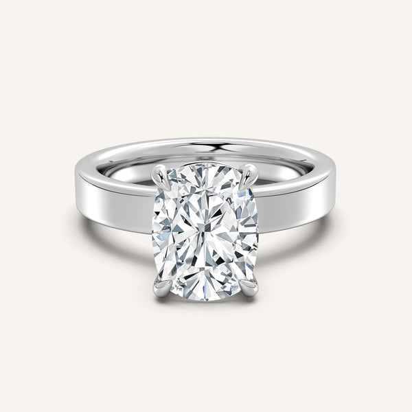Flat Band Engagement Ring | 14k White Gold