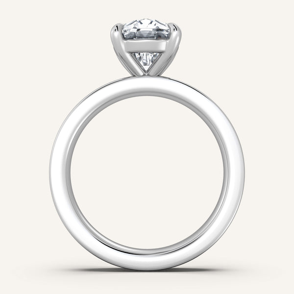 Flat Band Engagement Ring | 14k White Gold