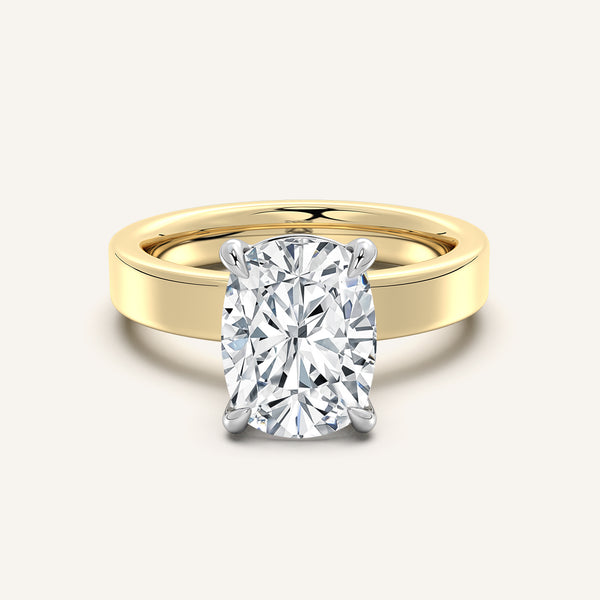Flat Band Engagement Ring | 18k Two Tone