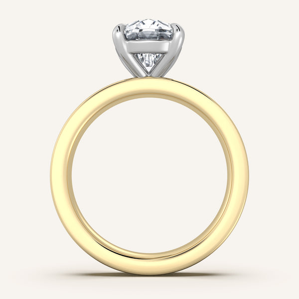 Flat Band Engagement Ring | 18k Two Tone