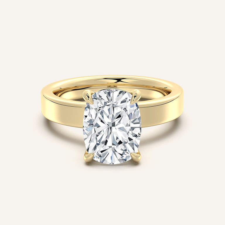 Image for Cushion Cut Wide Flat Band Engagement Ring | 14k Yellow Gold