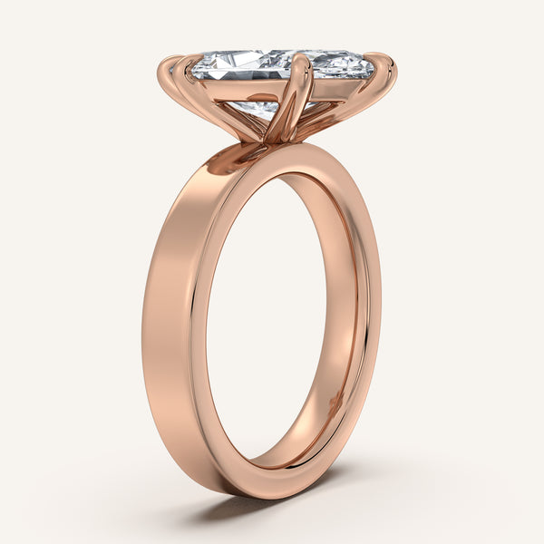 Marquise Wide Flat Band Engagement Ring | 18k Rose Gold