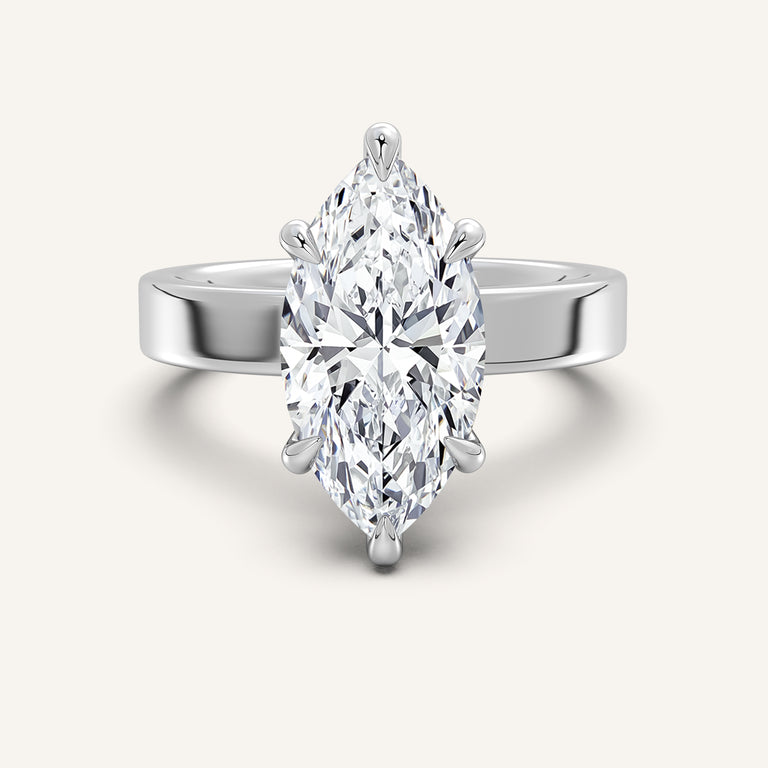 Image for Flat Band Engagement Ring | 18k White Gold