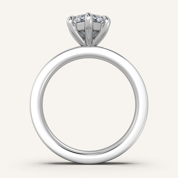 Flat Band Engagement Ring | 14k White Gold