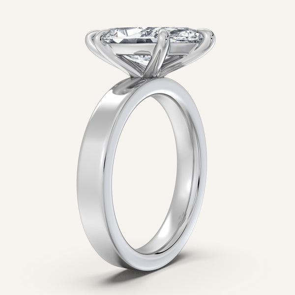 Marquise Wide Flat Band Engagement Ring | Platinum