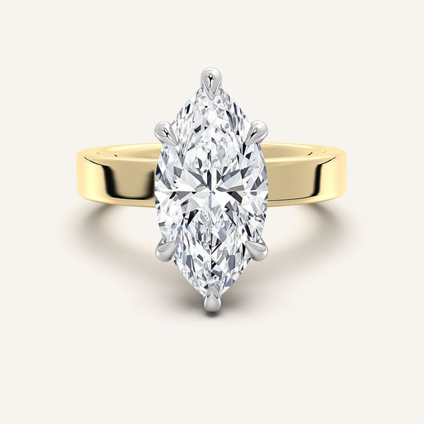 Flat Band Engagement Ring | 14k Two Tone