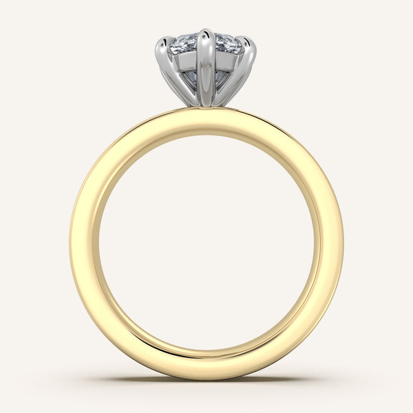 Flat Band Engagement Ring | 14k Two Tone
