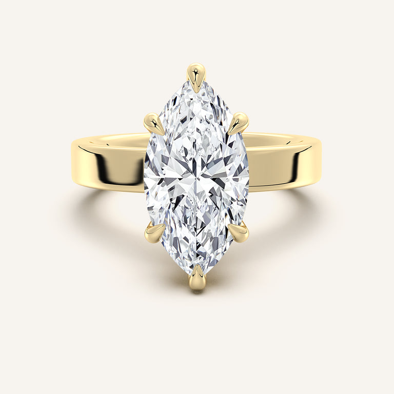Image for Marquise Wide Flat Band Engagement Ring | 14k Yellow Gold