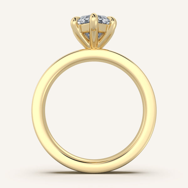 Marquise Wide Flat Band Engagement Ring | 18k Yellow Gold