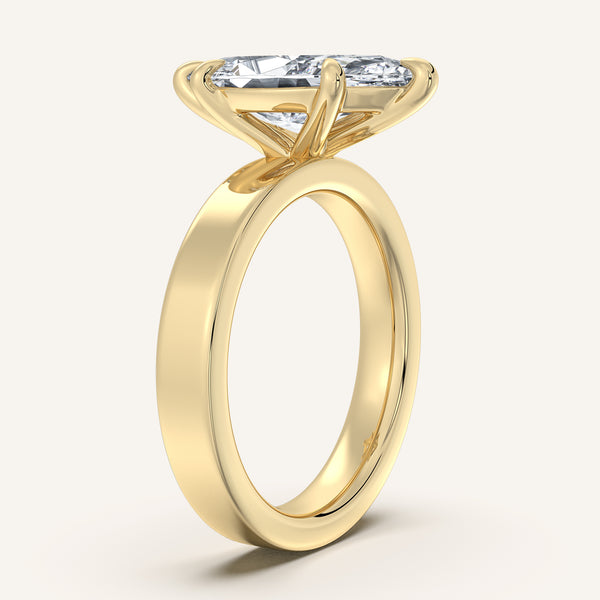 Marquise Wide Flat Band Engagement Ring | 14k Yellow Gold