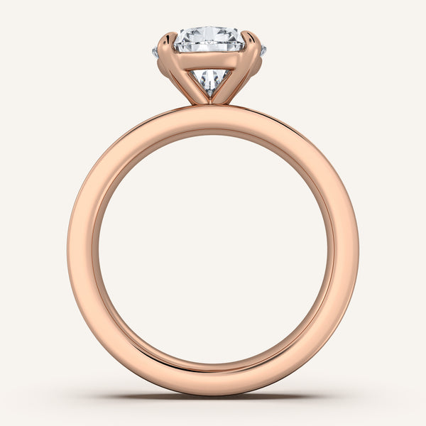 Pear Shape Wide Flat Band Engagement Ring | 18k Rose Gold
