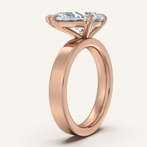 Pear Shape Wide Flat Band Engagement Ring | 18k Rose Gold