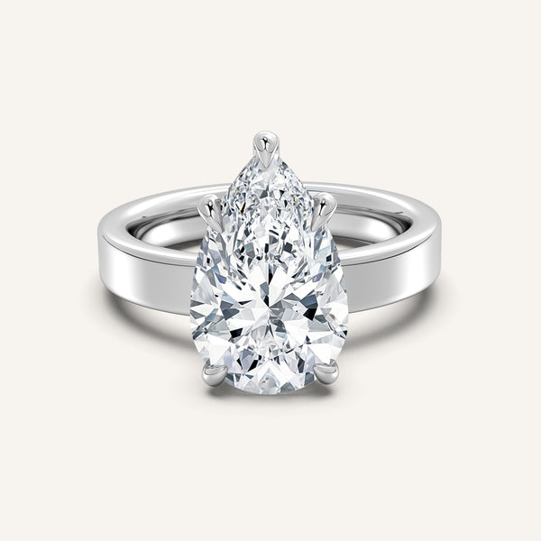 Flat Band Engagement Ring | 18k White Gold
