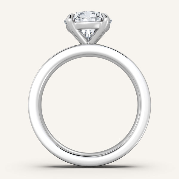 Flat Band Engagement Ring | 18k White Gold