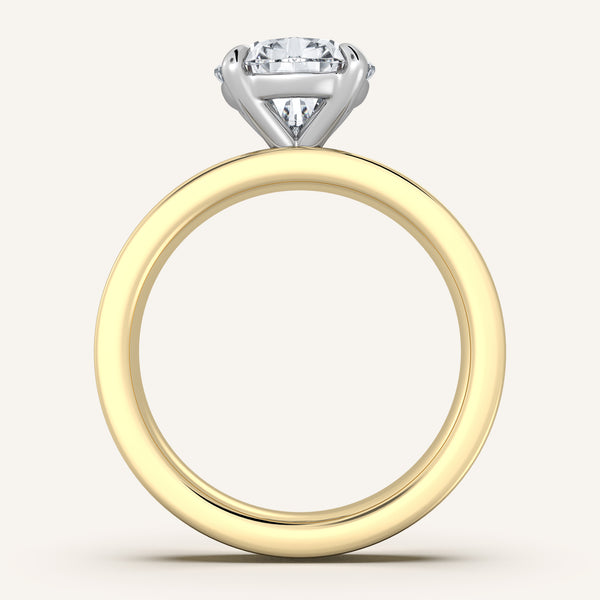 Pear Shape Wide Flat Band Engagement Ring | 18k Two Tone