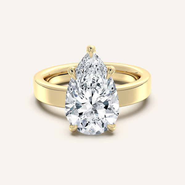 Flat Band Engagement Ring | 18k Yellow Gold