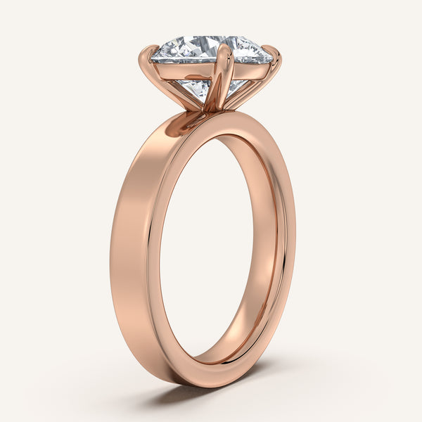 Round Wide Flat Band Engagement Ring | 18k Rose Gold