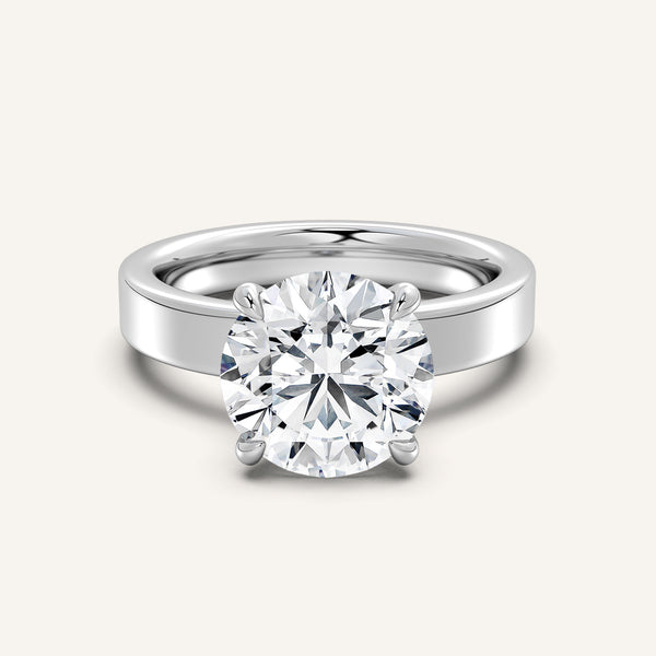 Flat Band Engagement Ring | 14k White Gold