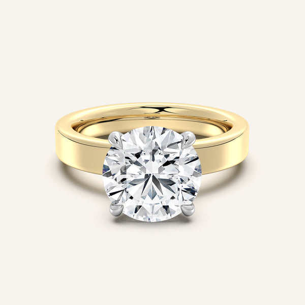 Flat Band Engagement Ring | 14k Two Tone
