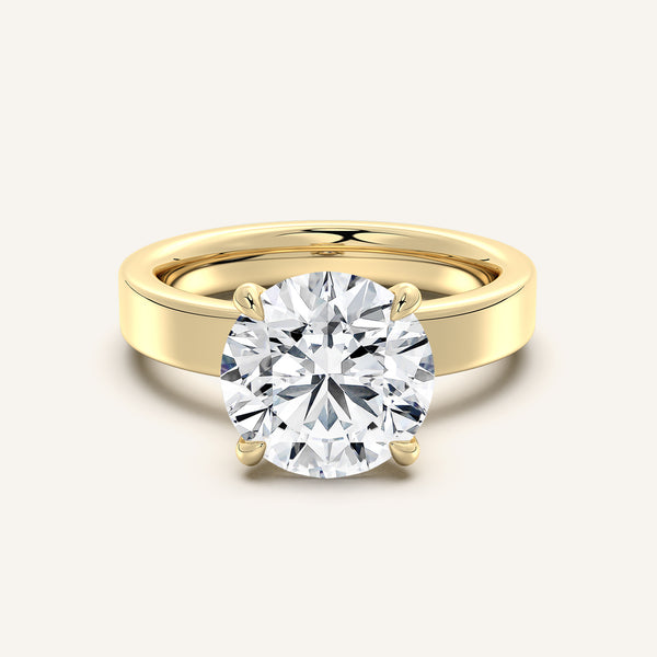 Flat Band Engagement Ring | 14k Yellow Gold