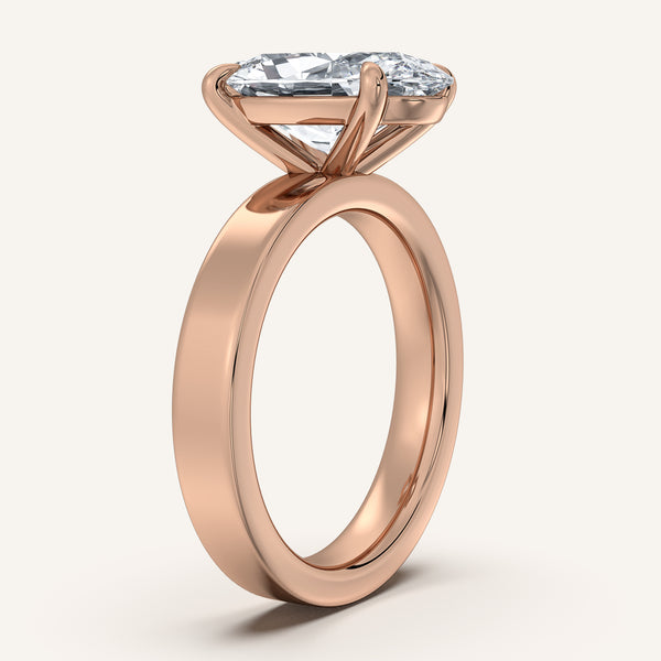 Moval Flat Band Engagement Ring | 18k Rose Gold
