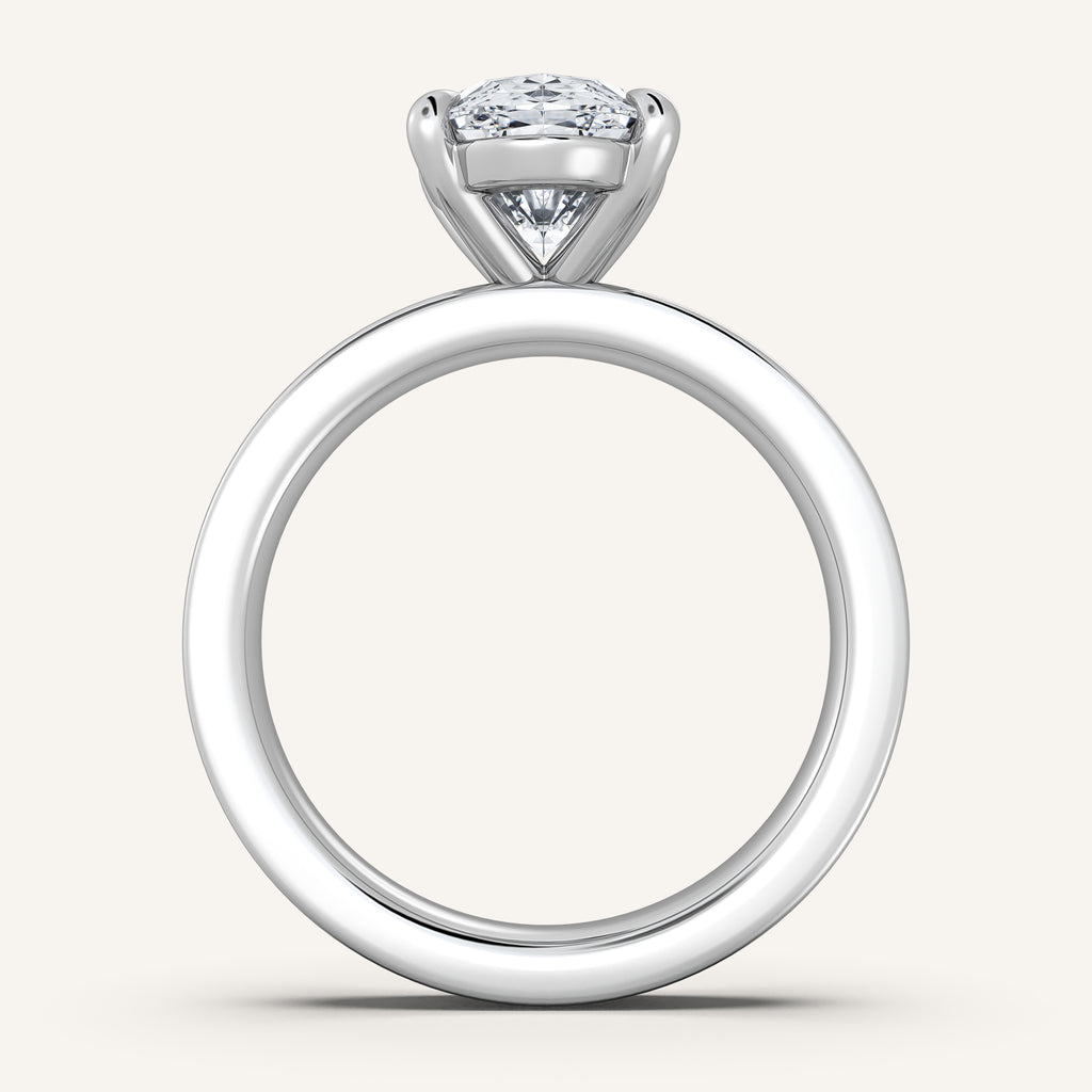 Moval Wide Flat Band Engagement Ring | 18k White Gold & Clairamor
