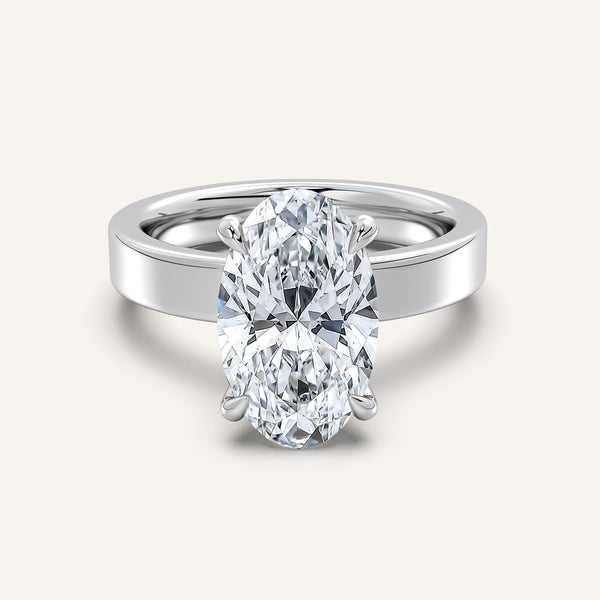 Moval Flat Band Engagement Ring | Platinum