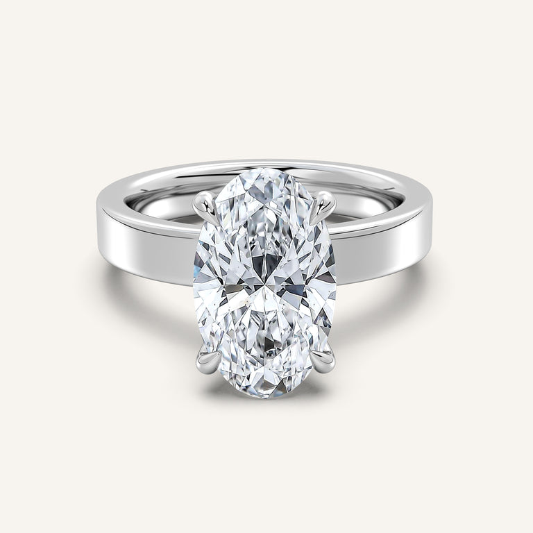 Image for Moval Flat Band Engagement Ring | Platinum