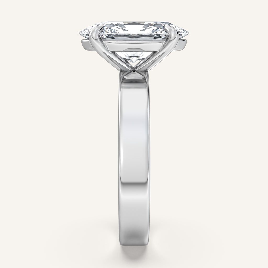Moval Flat Band Engagement Ring | 18k White Gold & Clairamor