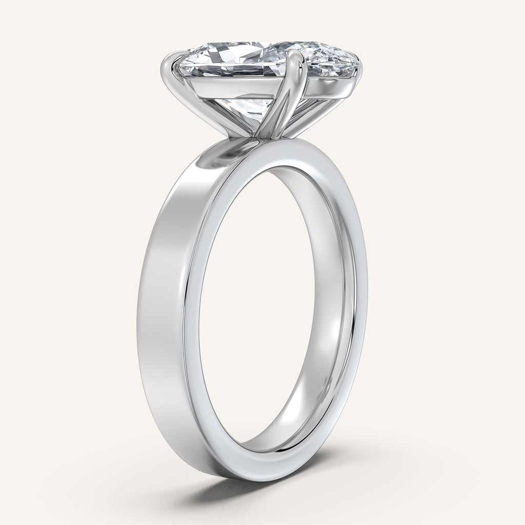 Moval Flat Band Engagement Ring | 18k White Gold & Clairamor