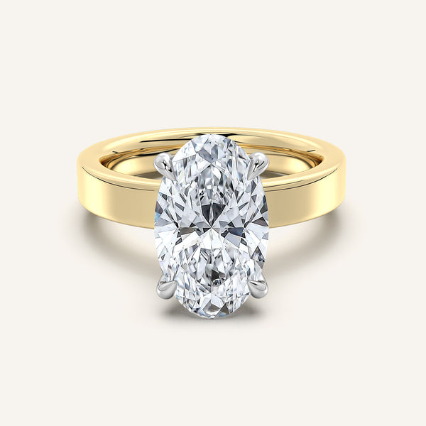 Moval Flat Band Engagement Ring | 18k Two Tone