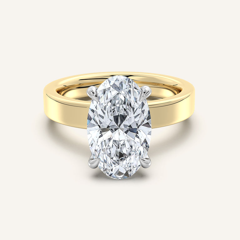 Image for Moval Flat Band Engagement Ring | 18k Two Tone