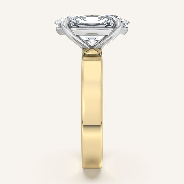 Moval Flat Band Engagement Ring | 18k Two Tone