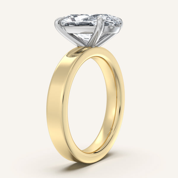 Moval Wide Flat Band Engagement Ring | 14k Two Tone