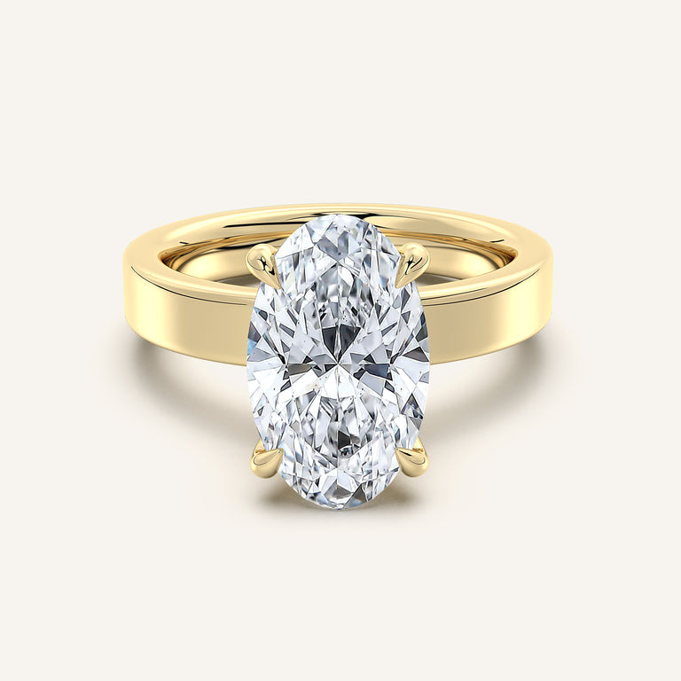 Image for Moval Flat Band Engagement Ring | 18k Yellow Gold
