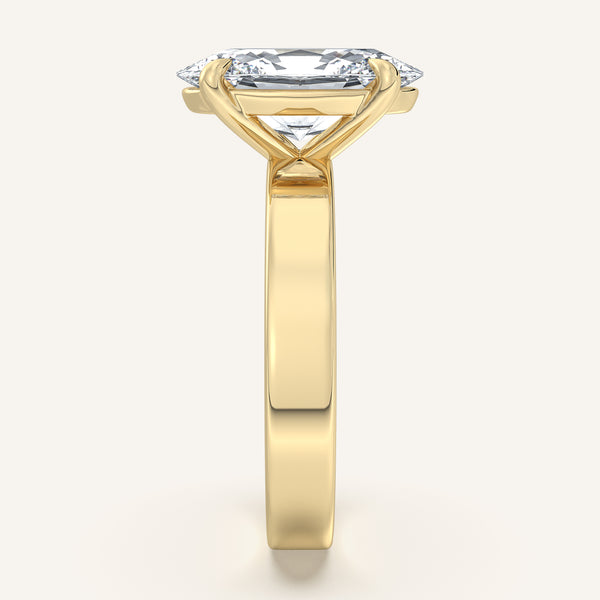 Moval Wide Flat Band Engagement Ring | 14k Yellow Gold