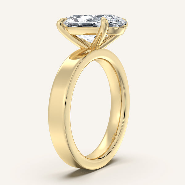 Moval Flat Band Engagement Ring | 18k Yellow Gold