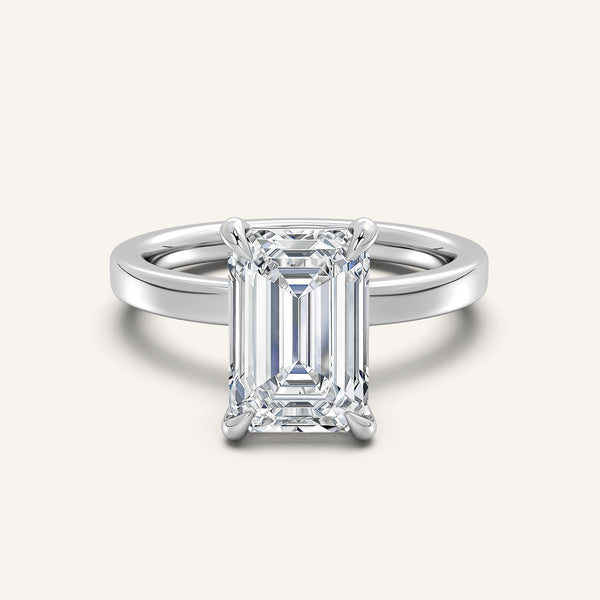 Petite Square Shank Engagement Ring | 18k White Gold