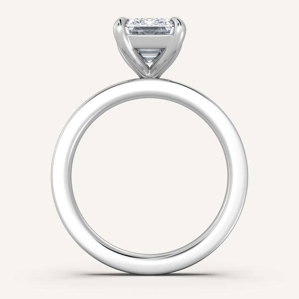 Petite Square Shank Engagement Ring | 18k White Gold