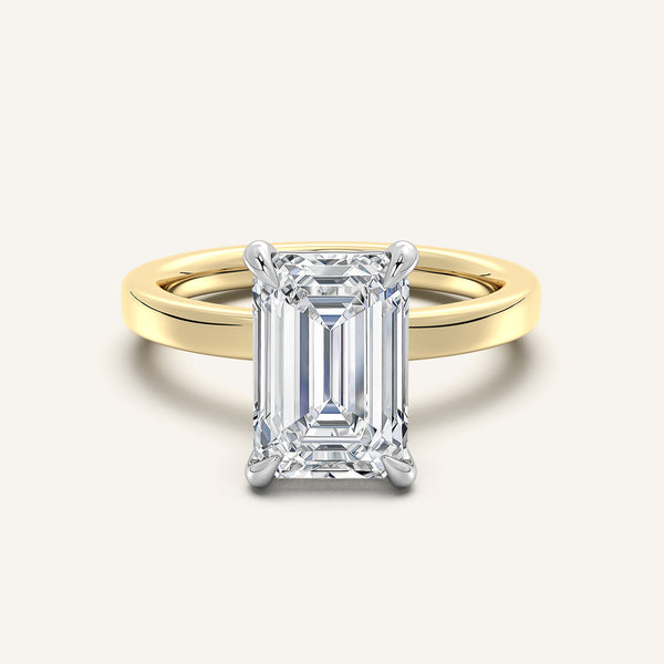 Petite Square Shank Engagement Ring | 14k Two Tone