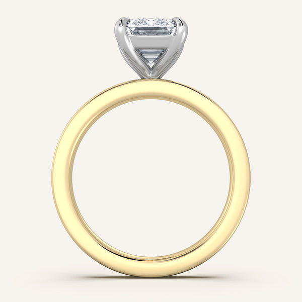 Petite Square Shank Engagement Ring | 18k Two Tone