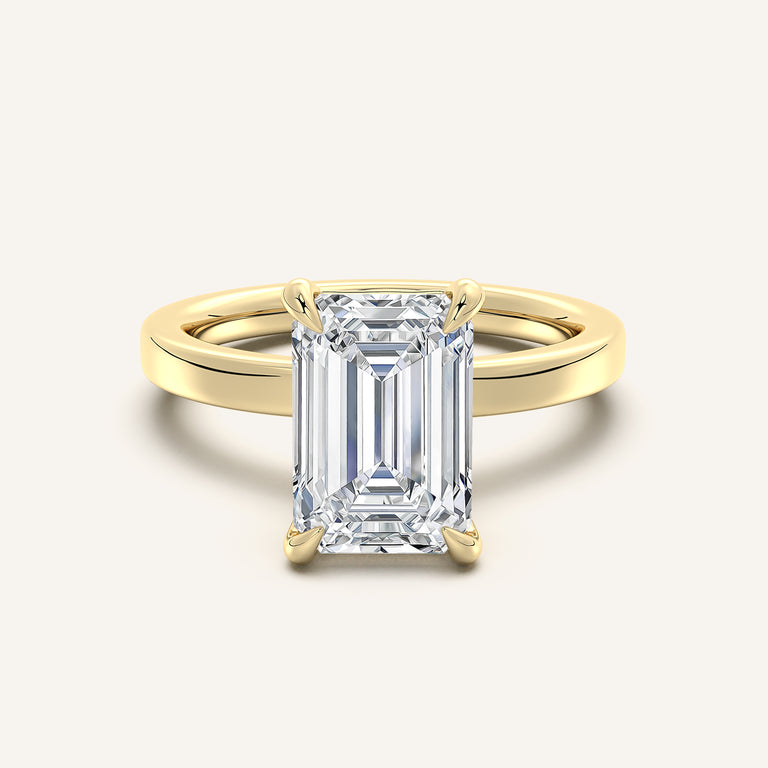 Image for Emerald Cut Flat Band Engagement Ring | 18k Yellow Gold