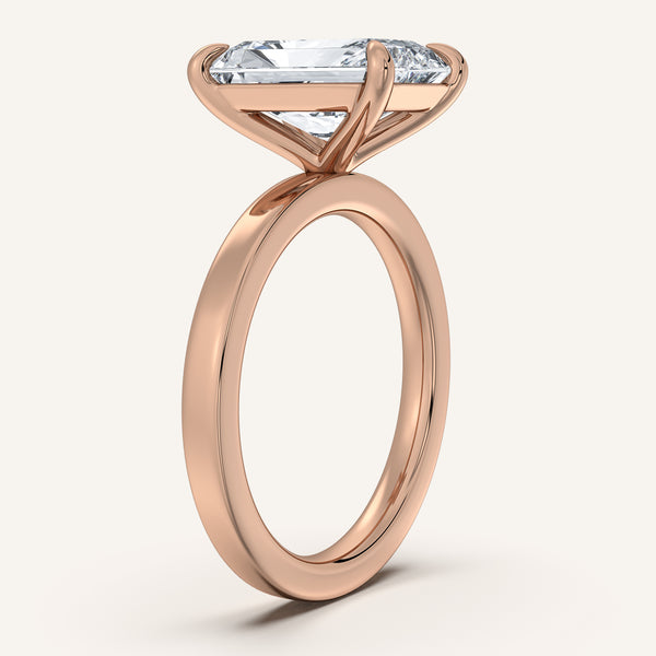 Radiant Cut Flat Band Engagement Ring | 14k Rose Gold