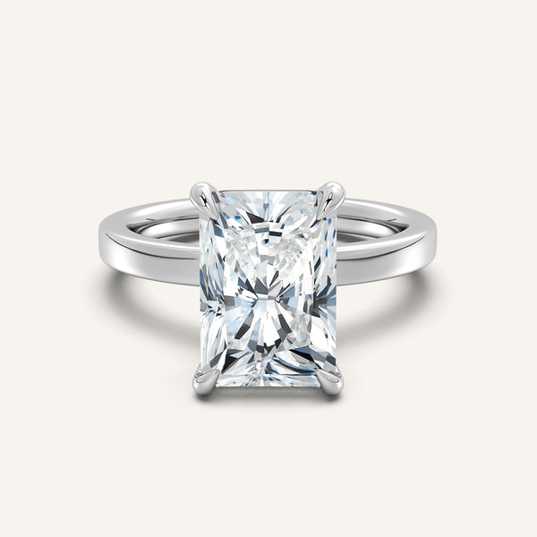 Petite Square Shank Engagement Ring | 18k White Gold