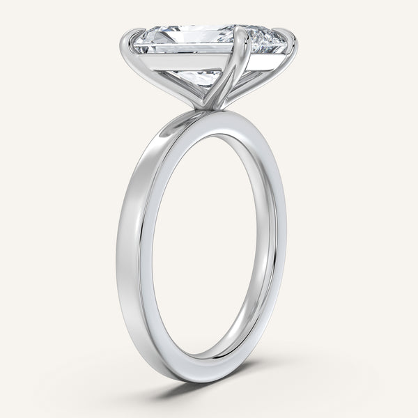 Radiant Cut Flat Band Engagement Ring | 14k White Gold