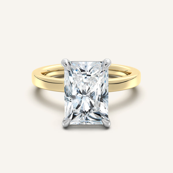 Petite Square Shank Engagement Ring | 14k Two Tone