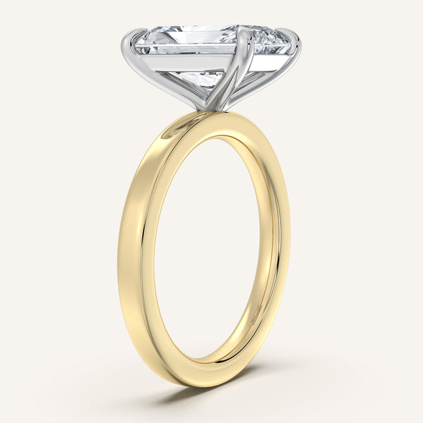 Radiant Cut Flat Band Engagement Ring | 18k Two Tone